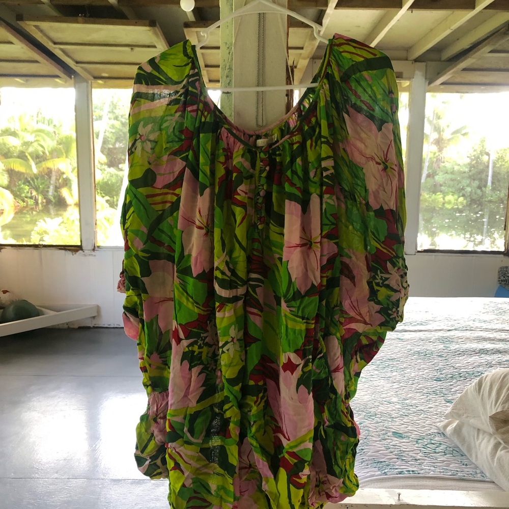 Floral Green and Pink Blouse